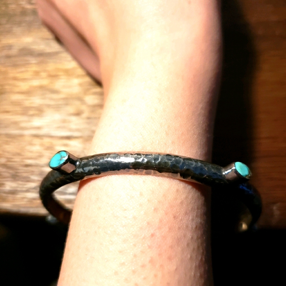 Sterling Silver Turquoise Bangle - image 5